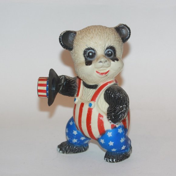 Vintage BANK 1972 Patriotic Panda Bear Coin Piggy Still Plastic Jeffery Snyder - Picture 1 of 3